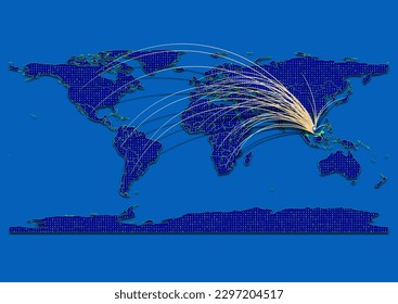 Vector vibrant and detailed map for Malaysia emphasizing export, technology, trade and innovation. Enhance presentations and marketing materials. Ideal for businesses, entrepreneurs.