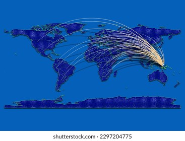 Mapa vibrante y detallado de vectores para Papua Nueva Guinea que hace hincapié en la exportación, la tecnología, el comercio y la innovación. Mejorar las presentaciones y los materiales de marketing. Ideal para empresas, empresarios.