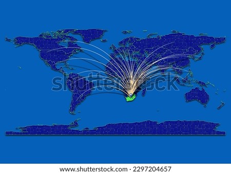 Vector vibrant and detailed map for South Africa emphasizing export, technology, trade and innovation. Enhance presentations and marketing materials. Ideal for businesses, entrepreneurs.