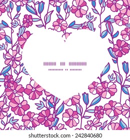 Vector vibrant field flowers heart silhouette pattern frame