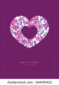 Vector vibrant field flowers heart symbol frame pattern invitation greeting card template