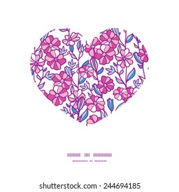 Vector vibrant field flowers heart silhouette pattern frame