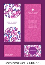 Vector vibrant field flowers vertical frame pattern invitation greeting, RSVP and thank you cards set