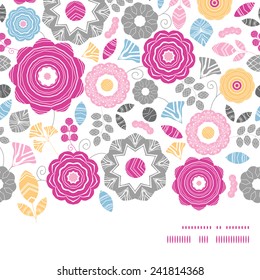 Vector vibrant floral scaterred horizontal frame seamless pattern background