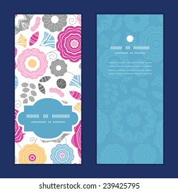 Vector vibrant floral scaterred vertical frame pattern invitation greeting cards set
