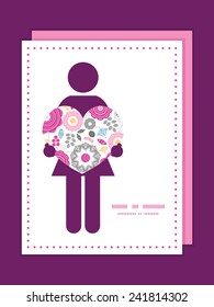 Vector vibrant floral scaterred woman in love silhouette frame pattern invitation greeting card template