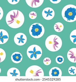 Vector Vibrant Flowers Seamless Pattern