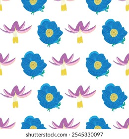 Vector Vibrant Flowers Seamless Pattern