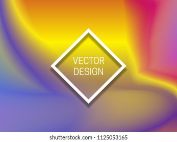 Vector vibrant holographic background with frame.