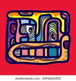 Vector vibrant of human expressions with Aztec-style
