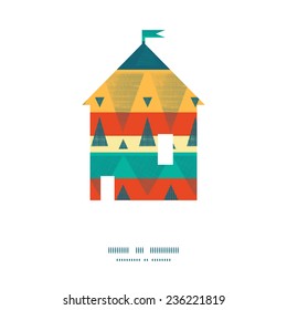 Vector vibrant ikat stripes house silhouette pattern frame