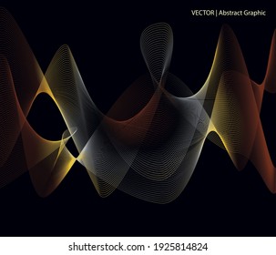 A vector of vibrant metallic colour in an abstract swirl shape, against a dark background
