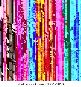 vector vibrant rainbow colors vertical pixel stripes modern abstract digital glitch graphic design damaged data file background 