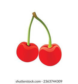 Vector vibrant red cherry isolated vector.