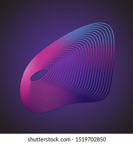 Vector vibrant set illustration of wave with stripes.
