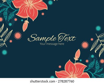Vector vibrant tropical hibiscus flowers horizontal double corners frame invitation template