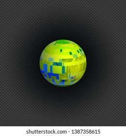 vector vibrant various colors ball modern art graphic spheric design element glitch abstract digital damaged data file error on transparent dark background