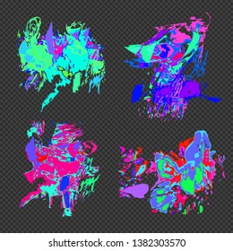vector vibrant various colors modern art graphic design elements glitches set abstract digital damaged data file error templates on transparent dark background
