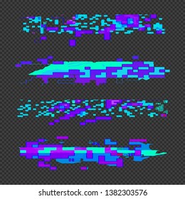 vector vibrant various colors modern art graphic design elements glitches set abstract digital damaged data file error templates on transparent dark background