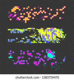vector vibrant various colors modern art graphic design elements glitches set abstract digital damaged data file error templates on transparent dark background