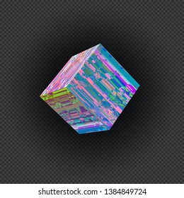 vector vibrant various colors square modern art graphic cubical design element glitch abstract digital damaged data file error on transparent dark background
