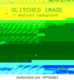 vector vibrant yellow green color stripes modern abstract digital glitch graphic design damaged data file background