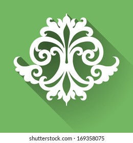 Vector Victorian ornament in flat design style. Ornate element for design. Toolkit for designer. It can be used for decorating of wedding invitations, greeting cards, decoration for bags and clothes.