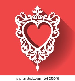 Vector Victorian ornamental frame in flat design style. Ornate element for design. Toolkit for designer. It can be used for decorating of wedding invitations, cards, decoration for bags and clothes.