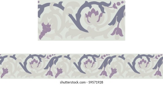 Vector of a Victorian style repeating border pattern with fruit