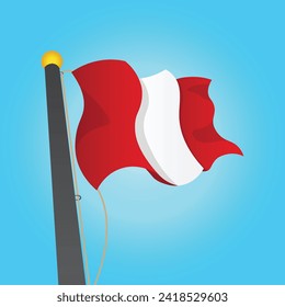 Vector victor's drawing of the flag of Austria fluttering in the sky