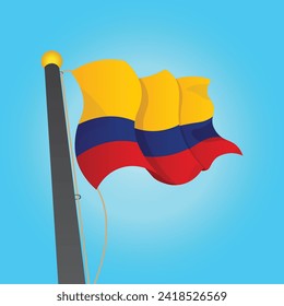 Vector victor's drawing of the flag of Colombia fluttering in the sky