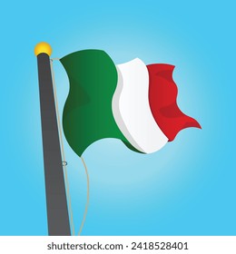 Vector victor's drawing of the flag of Italy fluttering in the sky