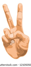 Vector Victory Hand Isolated On White Background