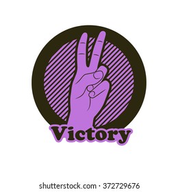 Vector Victory sign. Hand showing two fingers.
