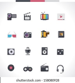 Vector video and audio multimedia icon set