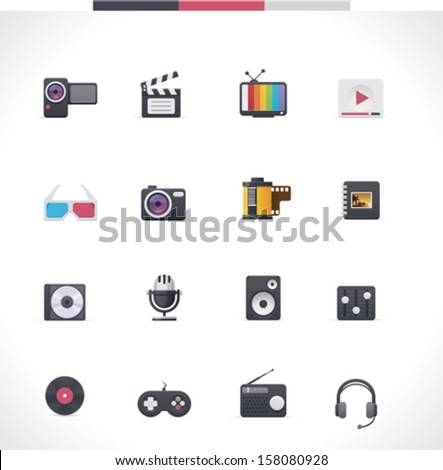 Vector video and audio multimedia icon set