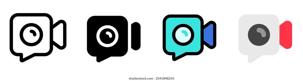 Vector video call, video camera icon. Perfect for app and web interfaces, infographics, presentations, marketing, etc.