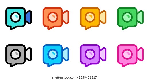 Vector video call, video camera icon. Perfect for app and web interfaces, infographics, presentations, marketing, etc.