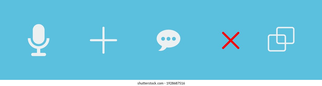 vector video call icons on device screen