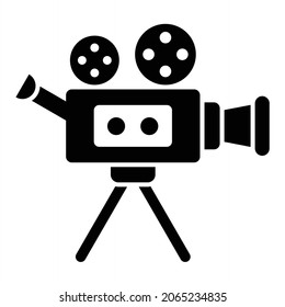 Vector Video Camera Glyph Icon Design
