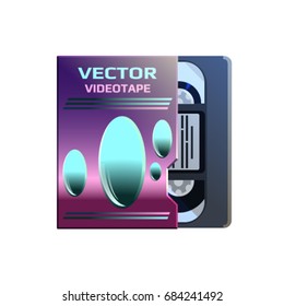 Vector video cassette on the white background