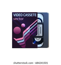 Vector video cassette on the white background