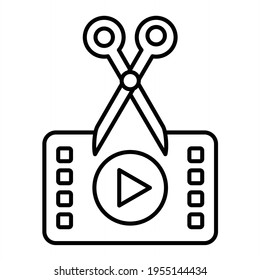 Diseño de iconos de esquema de edición de vídeo de vectores
