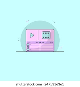 Vector video editor app illustration. video editor software icon
