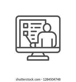 Vector video education, webinar, web conference, online support line icon. Symbol and sign illustration design. Isolated on white background