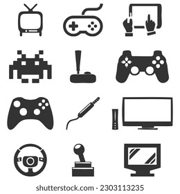 vector video game flat icons set