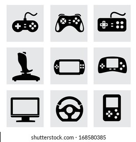 vector video game and joystick icons set