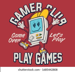 vector video game and retro game consol illustration for tshirt print