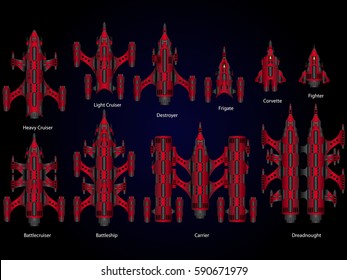 Vector video game space ship fleet pack