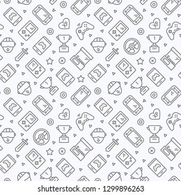 Vector Video Games Seamless Pattern. Background Design Template for web